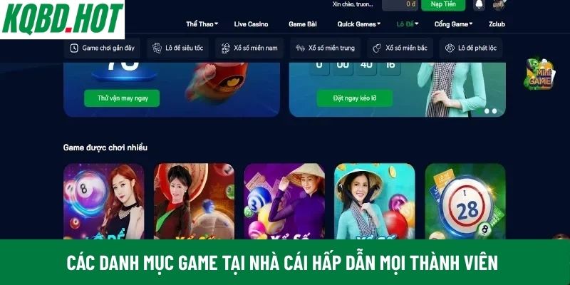 Các danh mục game tại nhà cái hấp dẫn mọi thành viên