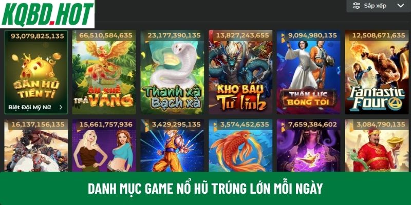 Danh mục game nổ hũ trúng lớn mỗi ngày